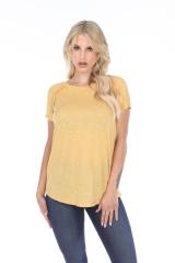 3402 Junior's Shirred Raglan Short Sleeve Tee
