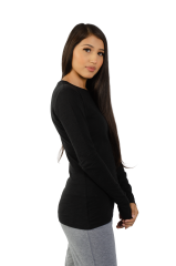 6150 Junior's Long Sleeve Cotton Slub Crewneck Tee
