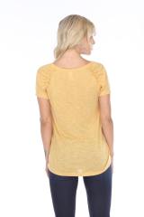 3402 Junior's Shirred Raglan Short Sleeve Tee