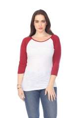 6054 Juniors Boat Neck 3/4 Sleeve Cotton Slub Raglan
