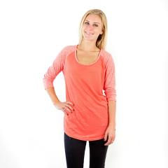 7454 LADIES POLY RAYON SLUB SCOOP NECK 3/4 SLEEVE RAGLAN