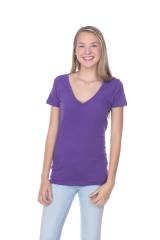 1003 Junior's Cap Sleeve Deep V Neck Tee