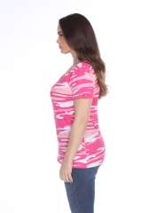 4003C Junior's Camo Print V-Neck Tee