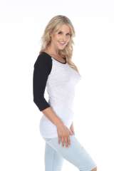 6054 Juniors Boat Neck 3/4 Sleeve Cotton Slub Raglan