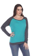 3102 Junior's Cotton Poly Contrast Raglan Long Sleeve Pullover