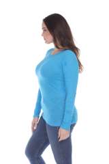 6150 Junior's Long Sleeve Cotton Slub Crewneck Tee