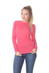 3804 Junior's Poly Linen Long Sleeve Crewneck Tee
