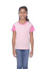9011 Girl's Contrast Short Sleeve Crewneck Tee