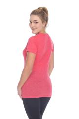3803 Junior's Short Sleeve Poly Linen Deep V Neck Tee