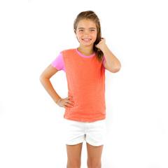 9011 Girl's Contrast Short Sleeve Crewneck Tee