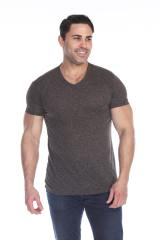 3702 Men's Poly Linen Blend V-Neck Tee