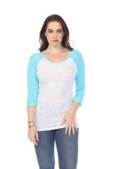6054 Juniors Boat Neck 3/4 Sleeve Cotton Slub Raglan