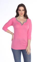 3204 Junior's Tri Blend Split V-Neck 3/4 Sleeve Raglan