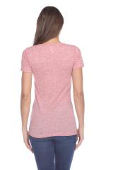 3803 Junior's Short Sleeve Poly Linen Deep V Neck Tee
