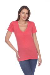 3203 Junior's Tri Blend Short Sleeve Deep V-Neck Tee