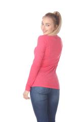 3804 Junior's Poly Linen Long Sleeve Crewneck Tee