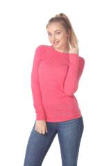 3804 Junior's Poly Linen Long Sleeve Crewneck Tee
