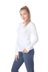 6150 Junior's Long Sleeve Cotton Slub Crewneck Tee