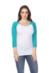 6054 Juniors Boat Neck 3/4 Sleeve Cotton Slub Raglan