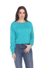 3904 Junior's Bamboo Blend Crop Long Sleeve Pullover
