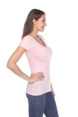 6053 Juniors Cap Sleeve Cotton Slub Tee