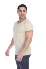 3602 Men's Short Sleeve CVC Blended Crew Neck Ringer Tee