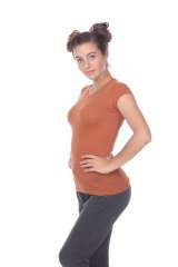 6050 Juniors Cap Sleeve Cotton Slub Tee