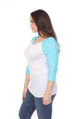 6054 Juniors Boat Neck 3/4 Sleeve Cotton Slub Raglan
