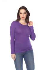 6150 Junior's Long Sleeve Cotton Slub Crewneck Tee
