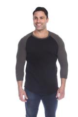 6570 Men's 3/4 Sleeve Cotton Slub Crewneck Raglan