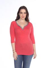 3204 Junior's Tri Blend Split V-Neck 3/4 Sleeve Raglan
