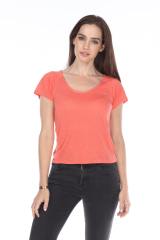 3401 Junior's Poly Rayon Slub Short Sleeve Boxy Tee