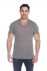 3702 Men's Poly Linen Blend V-Neck Tee