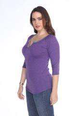 3204 Junior's Tri Blend Split V-Neck 3/4 Sleeve Raglan