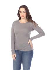6150 Junior's Long Sleeve Cotton Slub Crewneck Tee