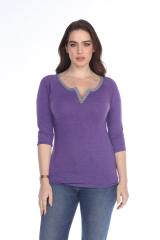 3204 Junior's Tri Blend Split V-Neck 3/4 Sleeve Raglan