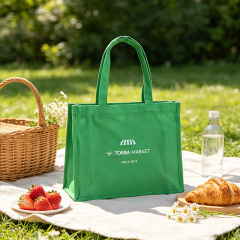 Green cotton shopping bag