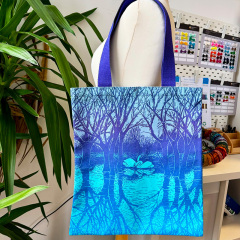 Full-color printed canvas shopping bag with a zipper