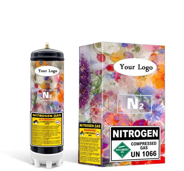 Nitrogen N2 Disposable Gas Bottle Cylinder Food Grade 2.2L Gas Cylinder