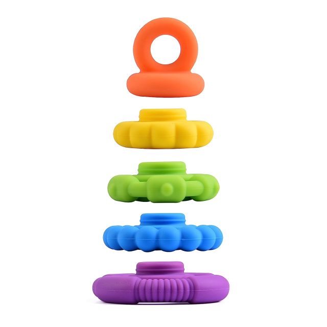 Hot Seller 5 PC Silicone Stackers Teether Toy for Baby
