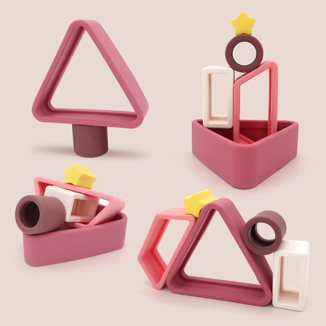 Colorful Stacker Triangle Square Building Block Set