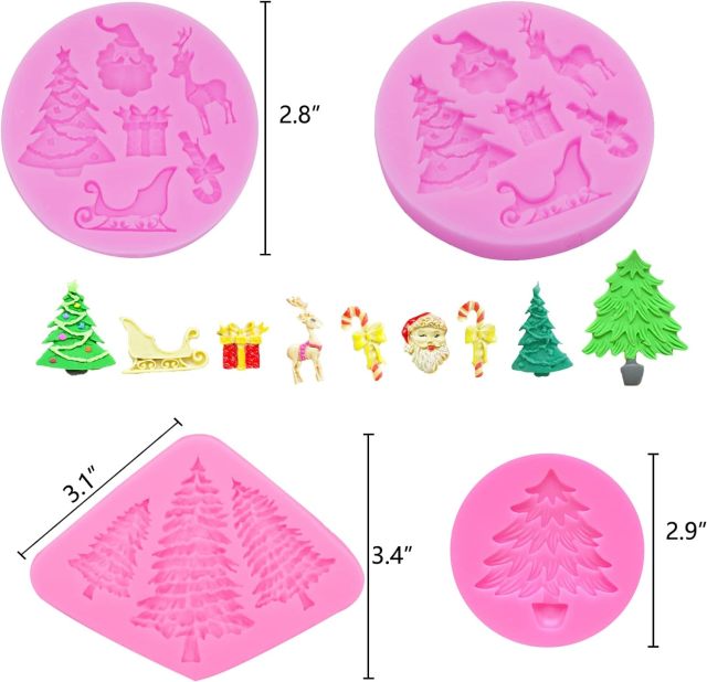 Christmas Cake Silicone Fondant Molds