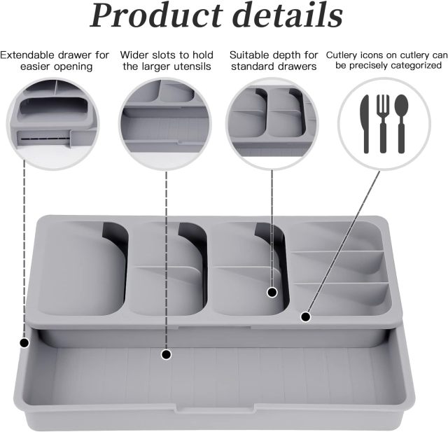 Silicone Silverware Drawer Organizer