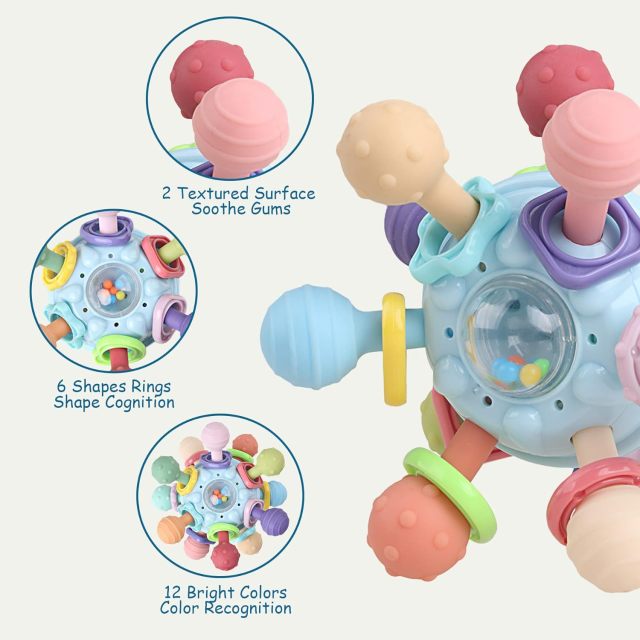 Silicone Infant Sensory Chew Rattles Toys