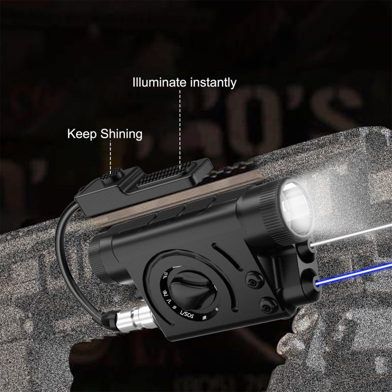 Blue Beam Laser Tactical Flashlight Combo High Power Weaponlight Blue/IR Laser Sight For Rifle Night Vision Rechargeable Battery