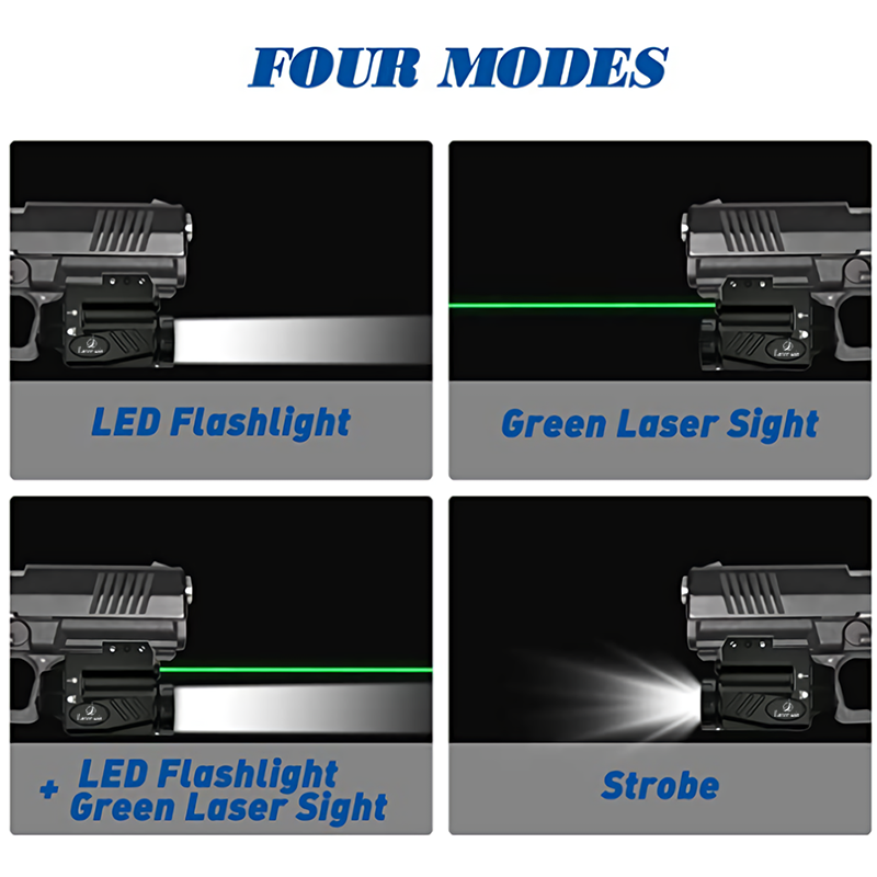 Tactical Gun Light and Green Laser Sight Combo 650 Lumens Strobe Weapon Light with Green Laser for Gun with 21MM Picatinny Rail
