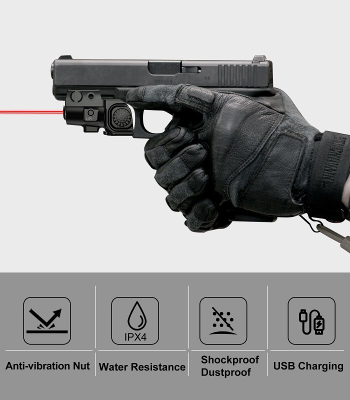 Red Dot Laser For Pistol Airsoft Gun and Glock17,19 Rechargeable Red Laser Sight Fit for 20mm Standard Picatinny Weaver Rail