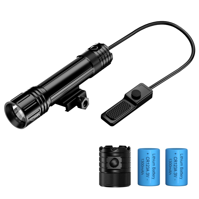 1000 Lumens Tactical Flashlights for  Rifle with Remote Pressure Switch Flashlight for Gun with No-rechargeable Battery