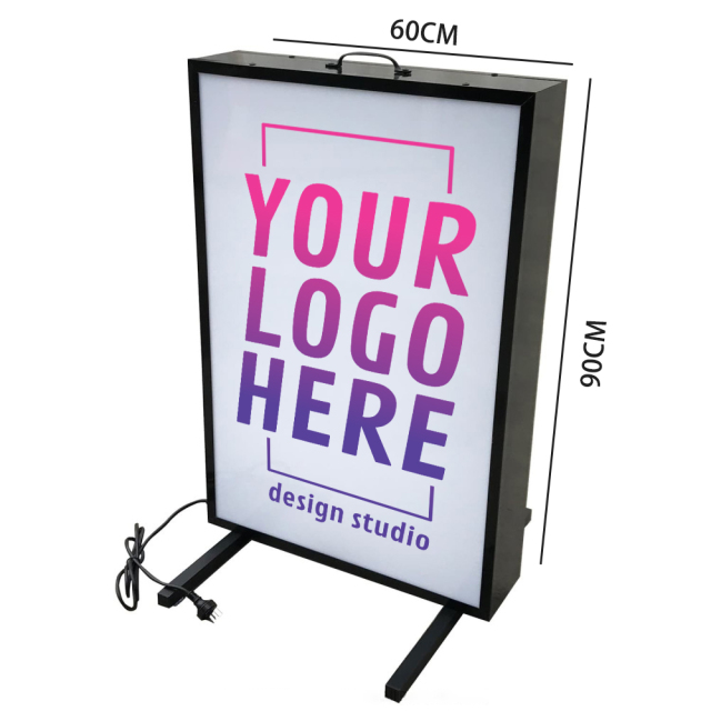 Floor Stand double-Sided Light Box Portable Freestanding Square LED Light Box 60x90cm