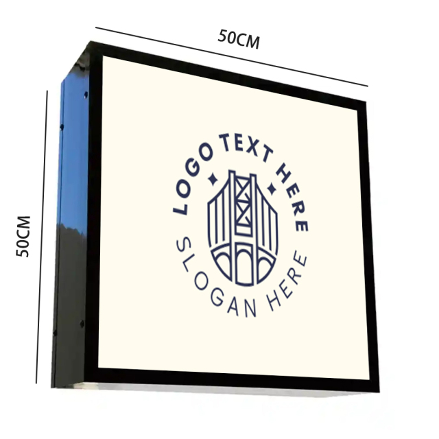 Double-Sided Light Box Wall Mounted Square LED Light Box 50x50cm